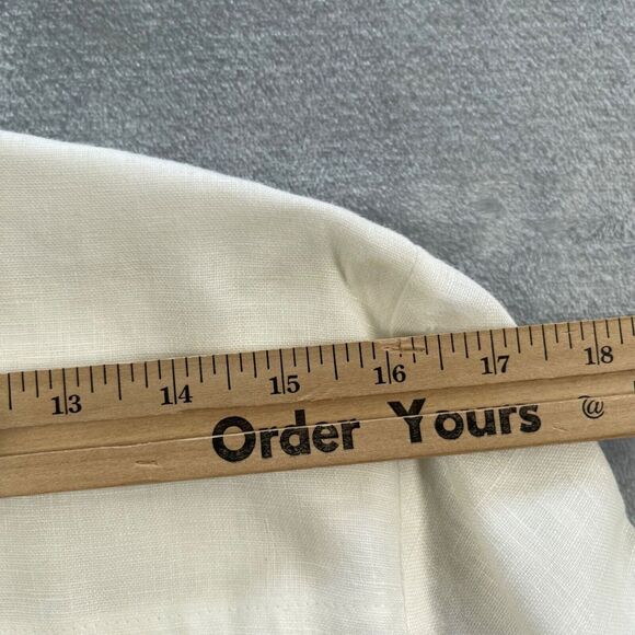 JM Collection Shirt Womens 10 White 100% Linen with Cotton Eyelet Trim Sequins - Picture 10 of 15